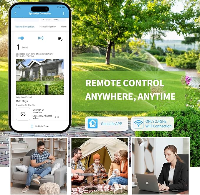 8 Zones WiFi Smart Sprinkler Controller, Briidea Automatic Irrigation Controllers with Customized Watering Schedule & Seasonal Adjustment, Water Efficiently and Keep Your Plants Healthy