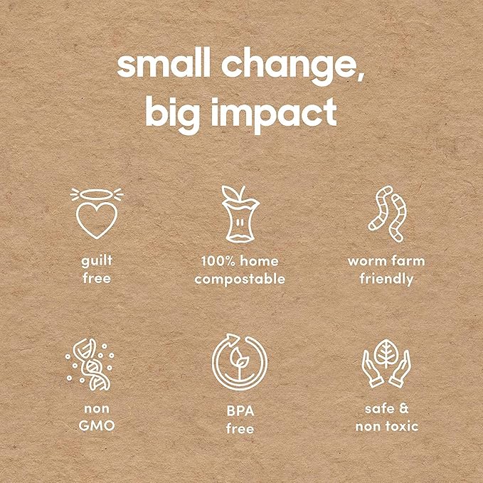 Home Compostable Resealable Snack Bags (6"x 3.5"), Microwave & Freezer Safe, Organic Food Storage Container, 100 Count (Pack of 2)