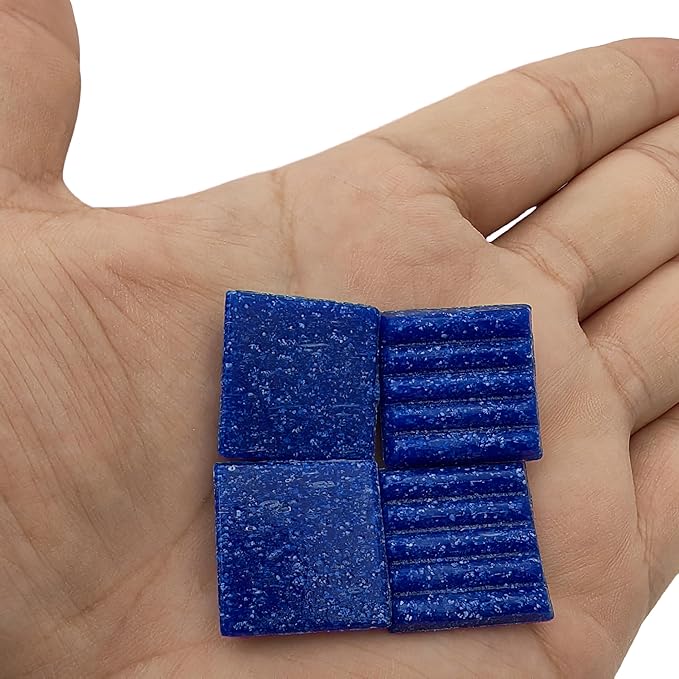 3/4 inch Quartz Glass Mosaic Tiles for Crafts, 1.1 LB, Square Mosaic Pieces for DIY Picture, Home Mosaic Decoration (Navy Blue)