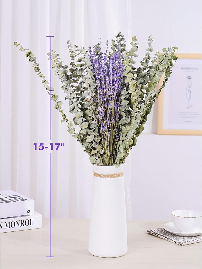 120 PCS Dried Eucalyptus Stems & Lavender Flowers Bundle for Shower, 17'' Natural Real Live Eucalyptus Leaves Greenery Stems & Aromatic Lavender Shower Plant,Gift for Mother,Fragrance, Decor