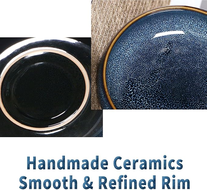 Oncpcare Lotus Bowl Planter – Glazed Ceramic Water Plant Pot for Indoor Outdoor Use, Shallow Hydroponic Vase for Lotus Seeds, Succulents, Bonsai, Water Lily Arrangement (Blue)