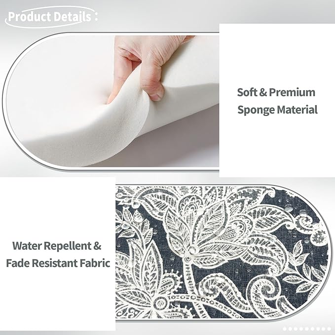 Indoor/Outdoor Chair Cushions 16x17 Inch, Patio Chair Cushions with Ties, All Weather Seat Cushions for Patio Furniture Home Garden Chair Use, Set of 2,Damask Lapis