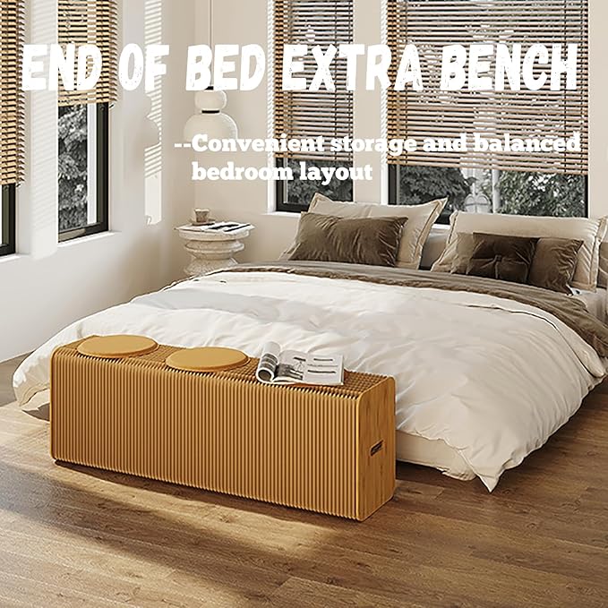 Foldable Kraft Paper Stool, Honeycomb Accordion Folding Bench, Collapsible Paper Stool for Small Spaces, Portable Footrest and Side Table for Living Room and Office,Brown-44×31×600cm