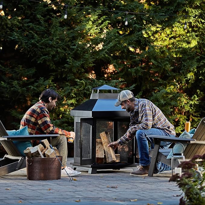 Endless Summer 45" Wood Burning Steel Outdoor Fireplace