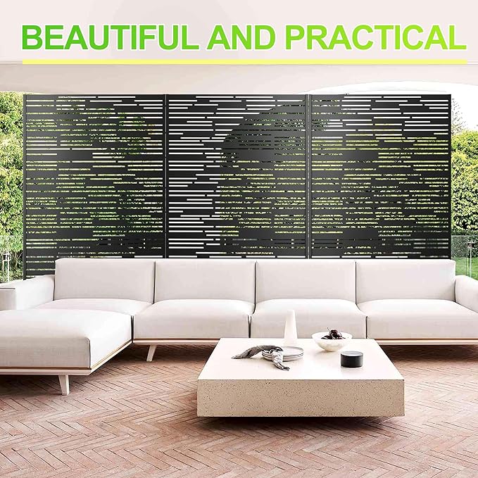 Outdoor Privacy Screen,72" H×47" W Metal Privacy Screen, Freestanding Privacy Fence Panels for Patio