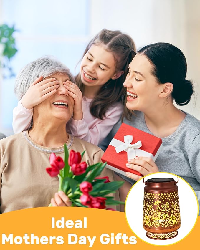 Hummingbird Solar Lanterns Outdoor Waterproof, Mothers Day Gifts Birthday Gifts for Women Mom Grandma Sister, Hanging Solar Lantern Garden Decor for Outside Yard Patio Porch Pathway Lawn Balcony