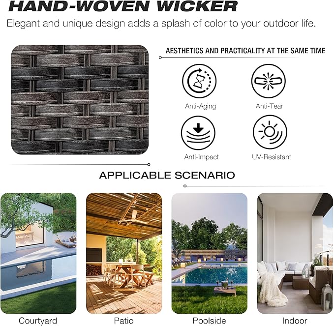 Joyside Outdoor Swivel Rocker Patio Chair - Outdoor Wicker Glider Rocking Chair with Olefin Fabric Cushions Suitable for Porch Deck and Backyard(Mixed Grey/Green)