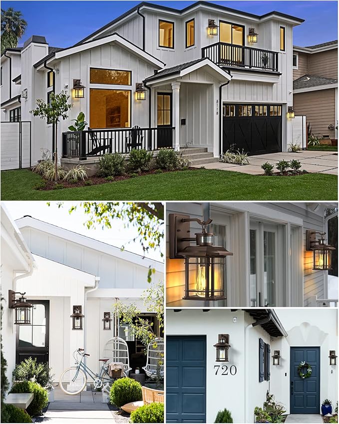 VIANIS Brown Motion Sensor Outdoor Light Fixture, Dusk to Dawn Exterior Lights for House, Waterproof, Anti-Rust Outdoor Sconce Lights for House, Doorway, Garage, Oil Rubbed Bronze