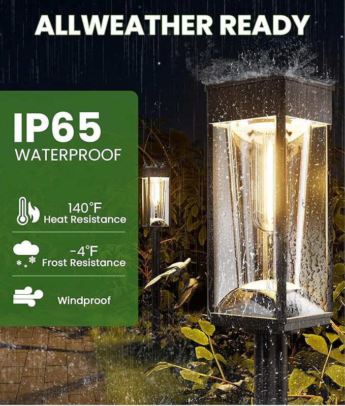 Bright Solar Pathway Lights Outdoor 2 Pack, 2-in-1 Warm&Cool Solar Lights Outdoor for Yard, IP65 Waterproof Garden Light Yard Landscape Patio Lawn Path Walkway Driveway