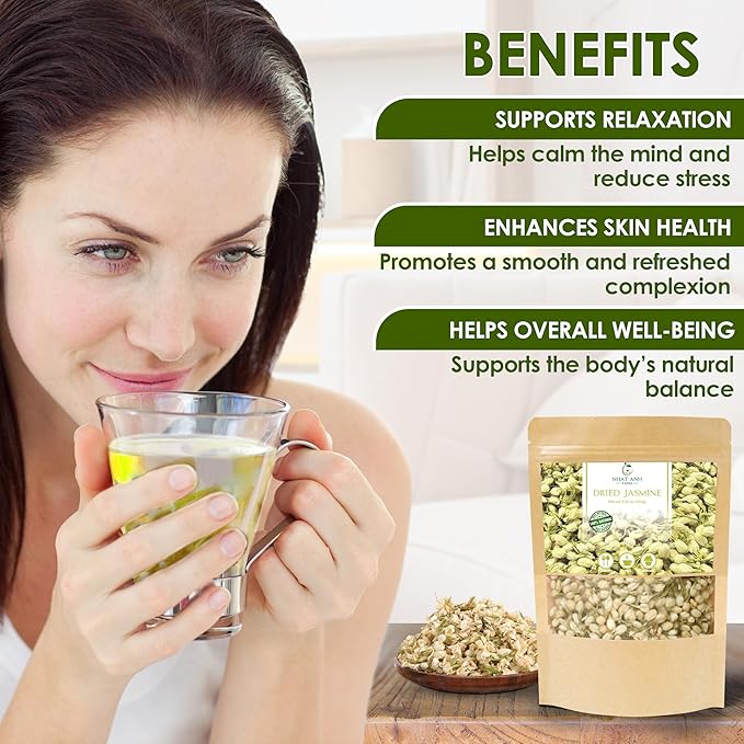 Nhat Anh Farm - Dried Jasmine Flowers - Pure Jasmine Buds 3.5oz(100g) Natural & Pure - Dried Jasmine Flowers Sugar/Caffeine/Gluten Free. Making Tea, Baking