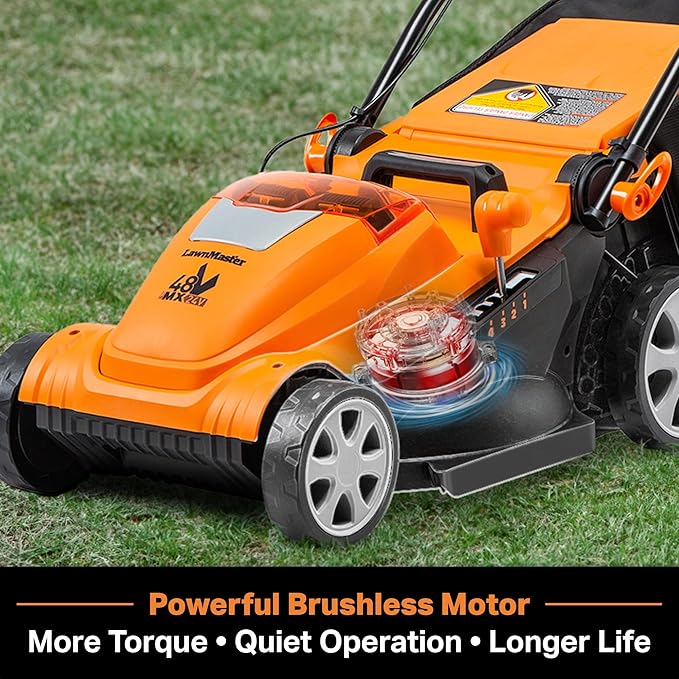 LawnMaster CLMF4815E 48V MAX* 15-inch Brushless Cordless Mower with 2X24V MAX* 4.0Ah Battery and a Dual Charger