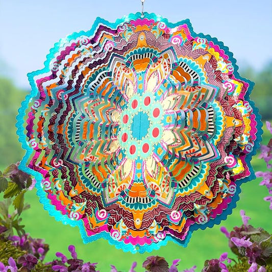 Wind Spinners Outdoor Mandala Lucky Eye,12In 3D Wind Spinner for Yard and Garden,Lucky Gifts for Women Mom Grandma Wife Father,Outdoor&Indoor Decorations Yard Art Christmas Ornament