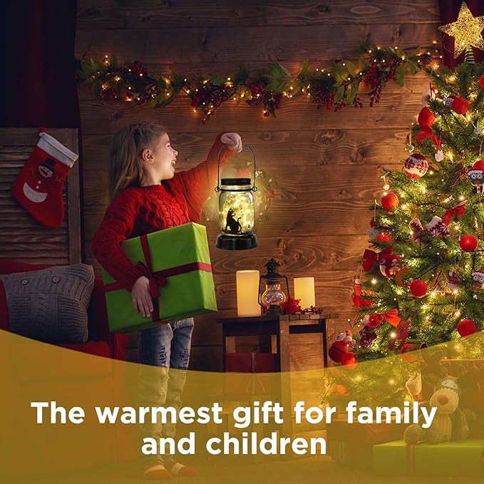 Christmas Garden Decor Cat Lover Gifts Cat Solar Lights, Christmas Gift for Mother/Grandma/Women,Cat Garden Gift, Yard Cat Gift, Lantern Decor, Patio Outdoor Waterproof Cat Solar Lanterns