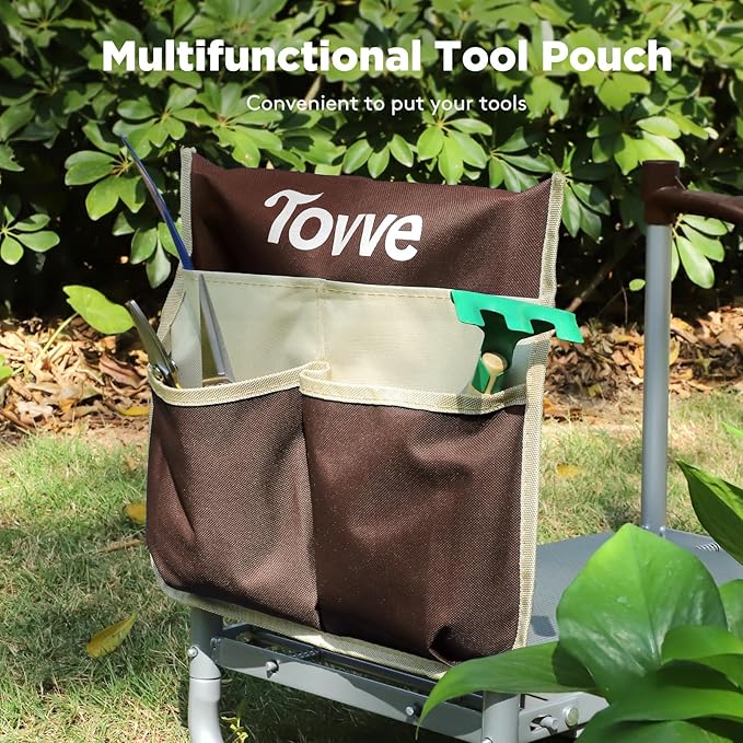 Upgraded Garden Kneeler and Seat with Thicken & Widen Soft Kneeling Pad, Heavy-Duty Foldable Garden Stool with Large Garden Tool Bag, Portable Garden Bench Gardening Gifts for Women, Seniors