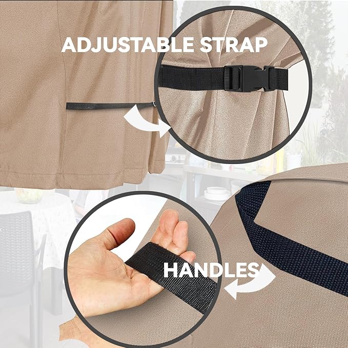 Outdoor Prep Table Cover -Khaki Heavy Duty Waterproof Cover for PC3404S Rolling Dining Table Compatible with 46 inch Outdoor Utility Cart