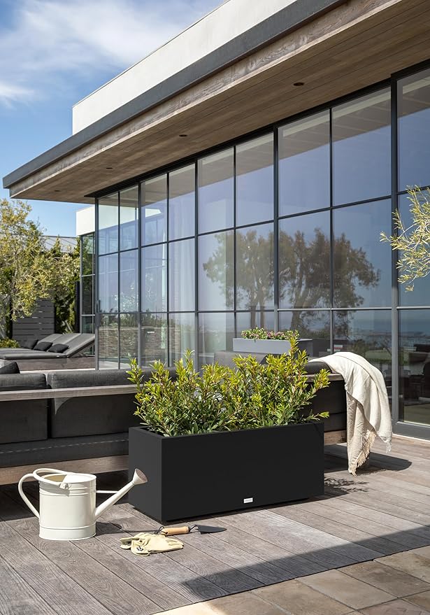 Veradek Block Series Long Box Planter - Large Rectangular Planter for Indoor or Outdoor Patio/Porch | Durable All-Weather Use with Drainage Holes | Modern Décor for Tall Plants, Flowers or Shrubs