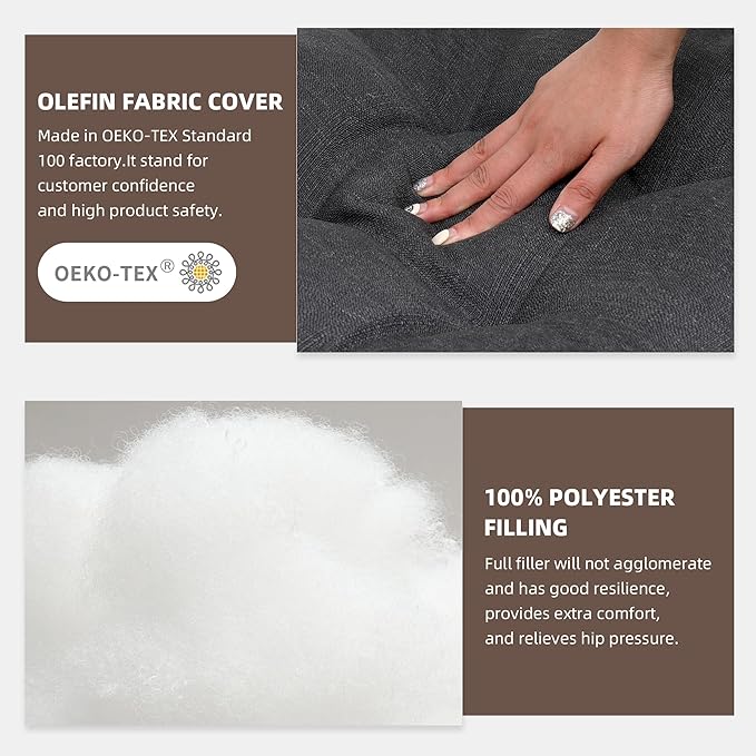 RACE LEAF 4 Pack Patio Chair Cushions 17x17 Inch, Thickened Waterproof Cushions with Stain Resistant Cover and Non-Slip Ties for Patio Furniture (Gray)