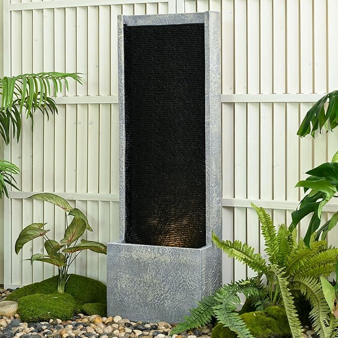 50" Outdoor Fountains and Waterfalls LED - Patio Water Fountains for Outdoor Gardens Backyards Lawns Balconies Landscaping and Outdoor Living Spaces