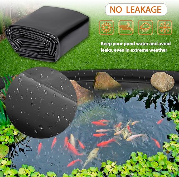 Pond Liners 15 x 20 Feet, Easy Cutting LDPE Pond Liner 20 Mil, High Preformed Koi Pond Liner for Ponds, Streams, Fountains and Garden Waterfall