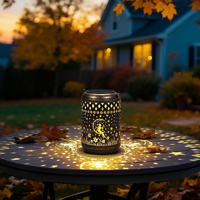 Solar Lanterns Outdoor Hanging Waterproof,Fairy Garden Decor Gifts for Women Mom, Solar Lights Metal Fall Decoration Outside for Yard, Patio,Garden,Backyard,Porch