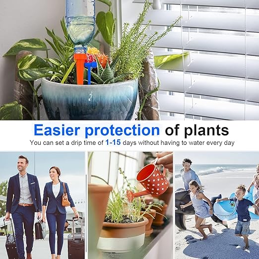 Upgrade Self Watering Planter Insert, Self Watering Spike with Long Dripper & Valve Switch, Adjustable Plant Watering Devices, Automatic Watering System for Outdoor & Indoor Plants (12, Green+Orange)