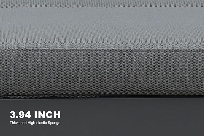 PURPLE LEAF Outdoor 2-Person Chaise Lounge with Cushions Patio Sun Chair Adjustable Backrest Reclining Chair for Poolside Moon Basalt