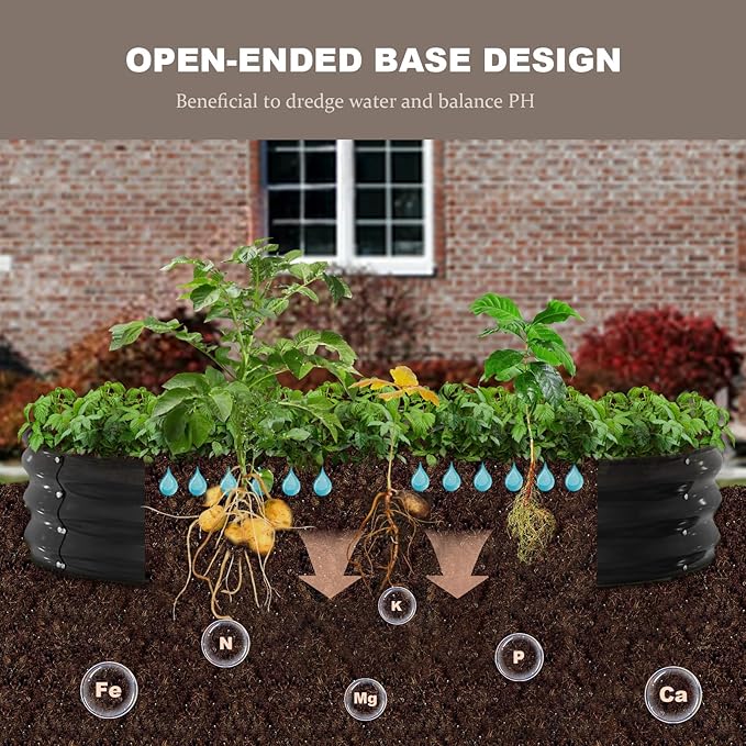 Raised Garden Bed, 6x3x1ft Galvanized Outdoor Planter Beds with Safety Edging and Gloves, Oval Metal Planter Box for Gardening Vegetables Flowers Herb