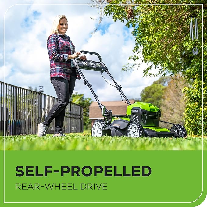 Greenworks 40V 21" Brushless Cordless (Smart Pace / Self-Propelled) Lawn Mower (75+ Compatible Tools), (2) 4.0Ah Batteries and Charger Included