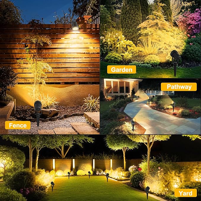 T-SUNUS Halloween Solar Spot Lights 6-in-1 Outdoor Warm White 3000K Landscape Spotlight IP65 Waterproof Separated Panel Spotlights with 9.8ft Cable Auto On/Off for Christmas Tree Lawn Driveway Pathway