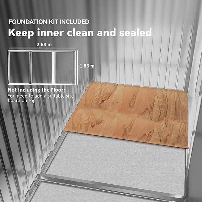 Outsunny 9' x 6' Outdoor Storage Shed, Garden Tool Metal Shed with Foundation Kit, Double Lockable Door, Air Vents and Sloping Roof, for Backyard, Patio, Lawn, Light Brown