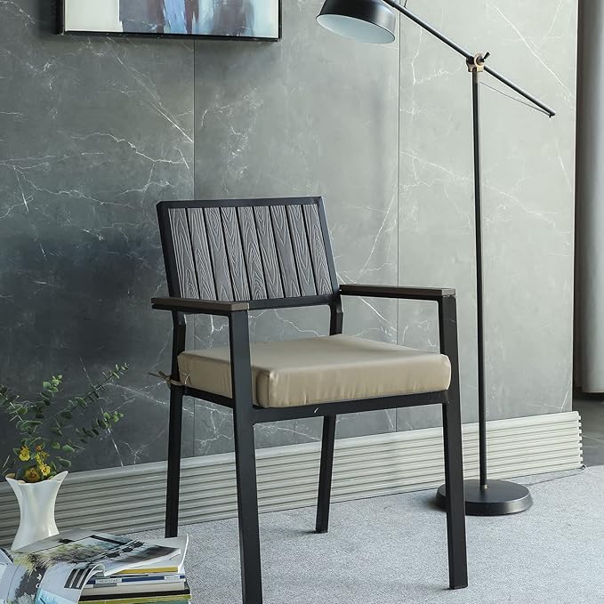 Patio Chair Cushions Non Slip Bottom Chair Pad with TiesSet of 2 Waterproof Square Outdoor Seat Cushion Replacement for Garden Swing Furniture 18x18 Inch, Light Khaki