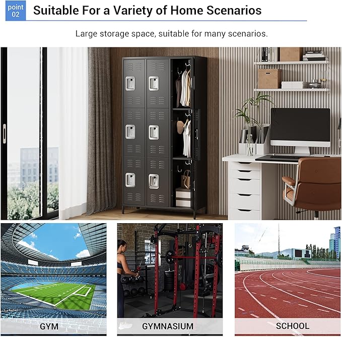 GAOMON Metal Lockers, 9-Door Metal Storage Cabinets Locker, Secure Storage Solution, Perfect for Offices, Gyms, Schools & Homes, Organizes Personal and Work Belongings Easily