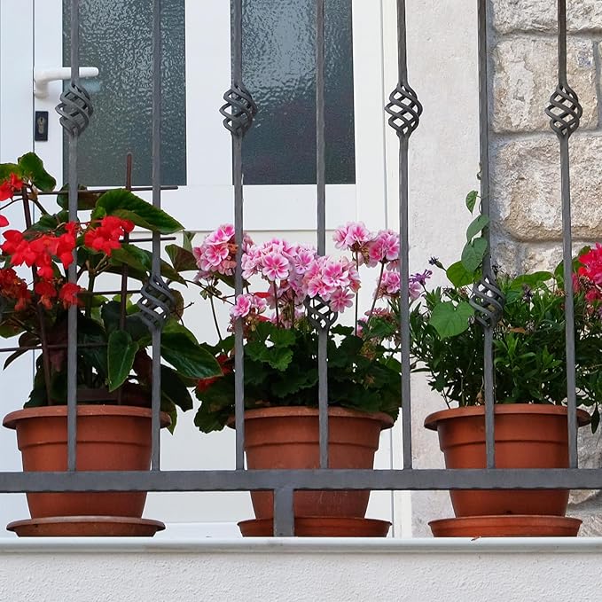 12 Pack 8+'' Plastic Plant Pots Round Planter Pots with Saucer Tray Seedling Pots with Holes Seed Resin Plant Pot Starting Nursery Flower Container with Pallet for Garden Outdoor Indoor