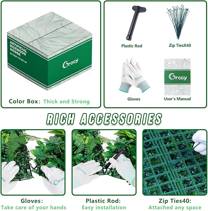 Artificial Boxwood Panels, Grass Wall Panels 20"x20"(8pcs), Privacy Hedge Fence Screen with UV Protection, Fake Greenery Backdrop for Indoor Wedding and Outdoor Garden Backyard