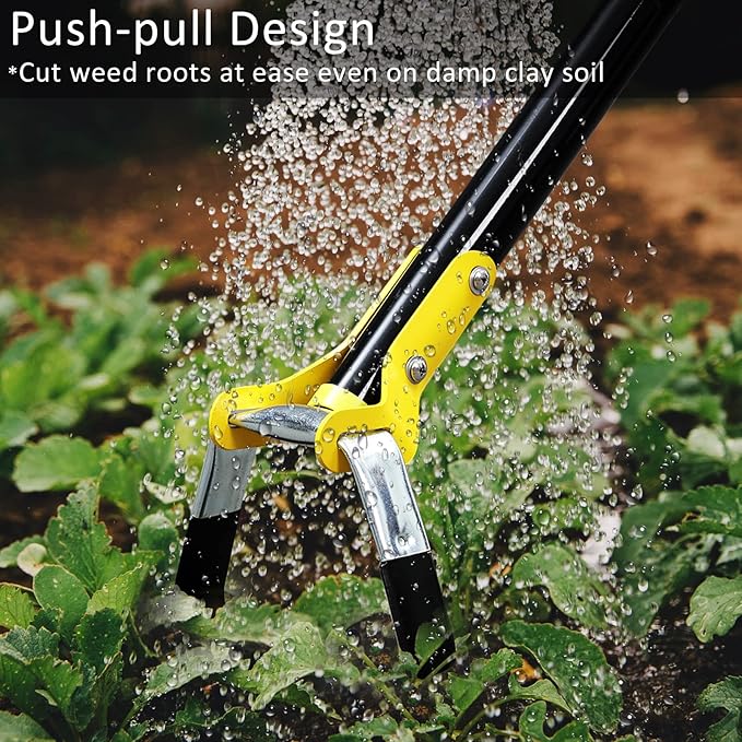 DonSail Hoe Garden Tool -Scuffle Garden Hula Hoes for Weeding Gardening Long Handle Heavy Duty - Adjustable Weeding Loop Stirrup Hoe 30-61 Inch Black