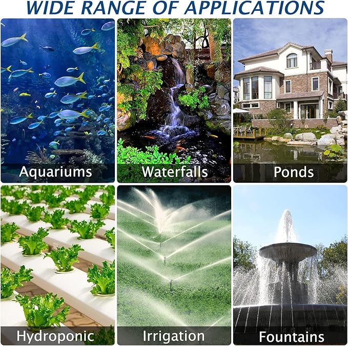 WaterRebirth (8600GPH 520W, UL listed) High Flow Submersible Water Fountain Aquarium Sump Pond Electric Waterfall Pump PS-8600