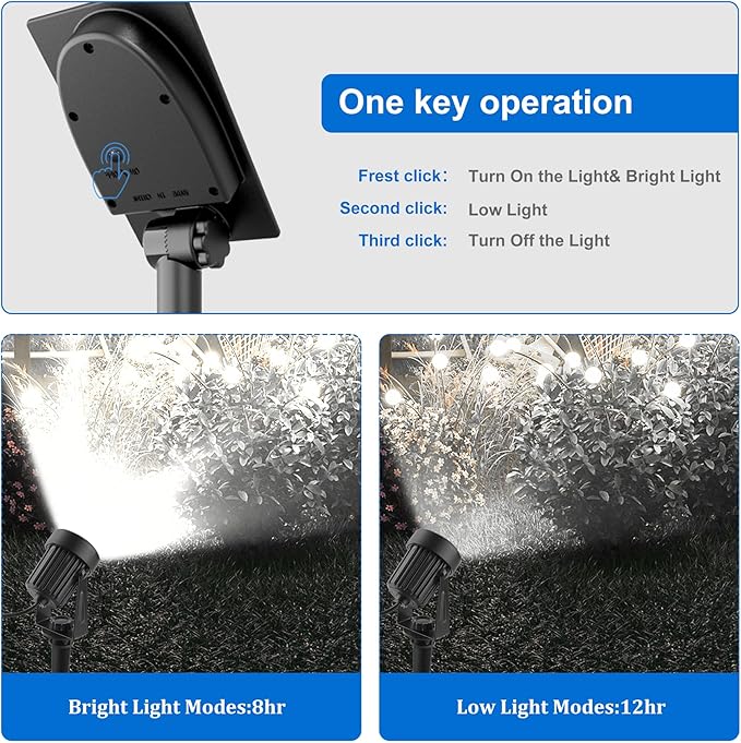 Solar Spot Lights Outdoor, Landscape Spotlights IP65 Waterproof 9.8ft Cable, Dusk to Dawn Solar Uplights for Tree Garden Yard Driveway Porch Walkway Pool (6-in-1, 6000K Cold White)