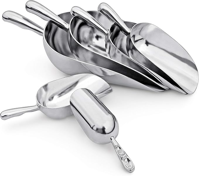 New Star Foodservice 34509 One-Piece Cast Aluminum Round Bottom Bar Ice Flour Utility Scoop, 5-Ounce, Silver (Hand Wash Only)