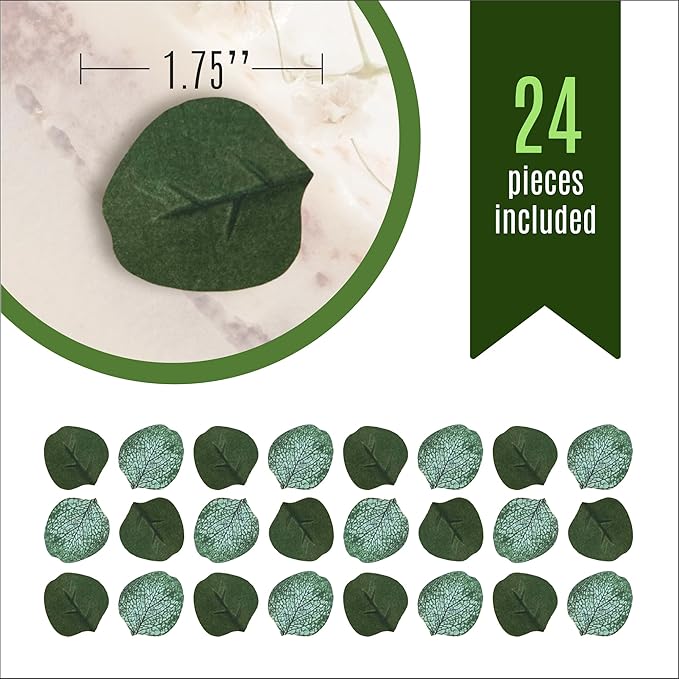 Sugar Robot - Edible Eucalyptus Leaves - Small Size - Edible leaves for cake decorating - Premium Crafted - Made in the USA Cake -Set of 24 (Eucalyptus Leaves)