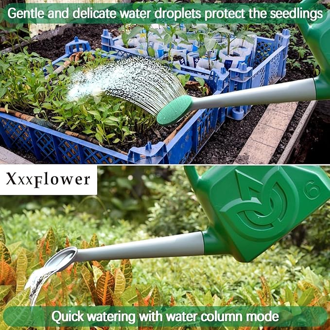 XXXFLOWER 1.5 Gallon Green Watering Can Outdoor Garden Flower Plant, Lightweight 6 L Water Cans with Detachable Nozzle Watering Pot for Office House Garden
