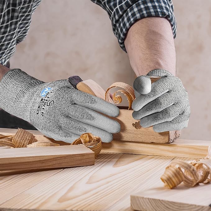 Schwer 240 Pairs ANSI A5 Cut Resistant Work Gloves, Cut Proof Gloves with PU Coating, Used for Metal Fabrication, WoodWorking, Construction, Non Slip, Durable, L, CR3088