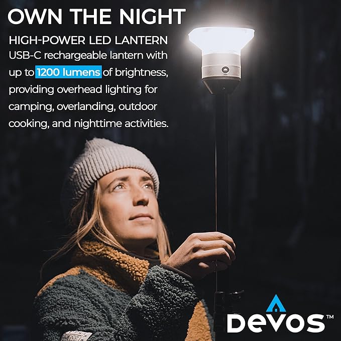 Devos Outdoor LightRanger 1200 - High-Performance LED Tripod Lantern with Adjustable Height, 1200 Lumens Brightness, and Long Battery Life.
