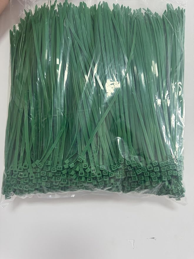 XINGO 1000 PCS Green Zip Ties 8 Inch, 60 LBS Tensile Strength, Self-Locking Nylon Plastic Nylon PA66 Wire Ties for Indoor and Outdoor Use