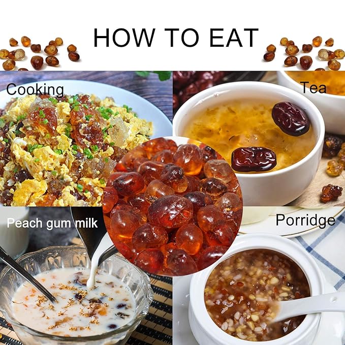 DABC OAK LAND Wild Peach Gum, 100% Natural Edible Peach Blossom, Tears Tao Jiao Peachs Resin, Collagen Boosting for Skin & Health, Food Additives Free for Dessert, Drink, Soup, 1LB of 3 Bags total3LB