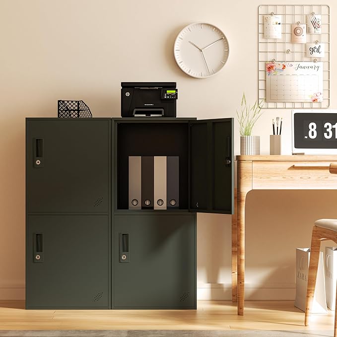 2 Door Vertical Stackable Storage Cabinet with Lock,Anti-Failing Device, Metal Lcoker,Organizer for Office, Home, Gym, School,Employee,Kids. (2D-Black)