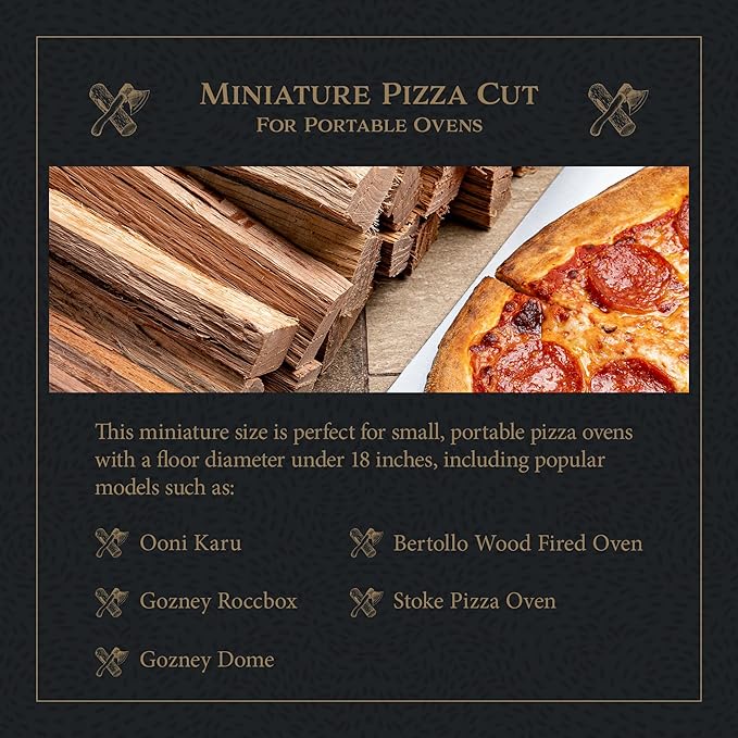 Cutting Edge Firewood 6 Inch Mini Pizza Oven Wood - Ultra Kiln Dried Premium Oak Cooking Wood for Portable Pizza Ovens - Miniature Logs - 50 Pound Box