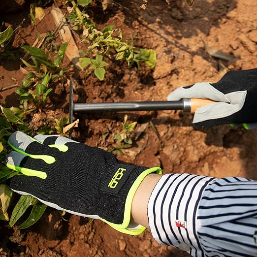 HLDD HANDLANDY 2 Pairs Leather Gardening Gloves for Men, Utility Work Gloves for Gardening, Yardwork, Construction, Mechanics, Great Garden Gifts for Men Women