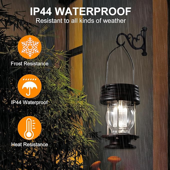 pearlstar Solar Lanterns Outdoor Hanging Solar Lights with Handle for Pathway Yard Patio Garden Decoration, Waterproof Outside Solar Table Lamp,2 Pack 5.5" H (White Lights)