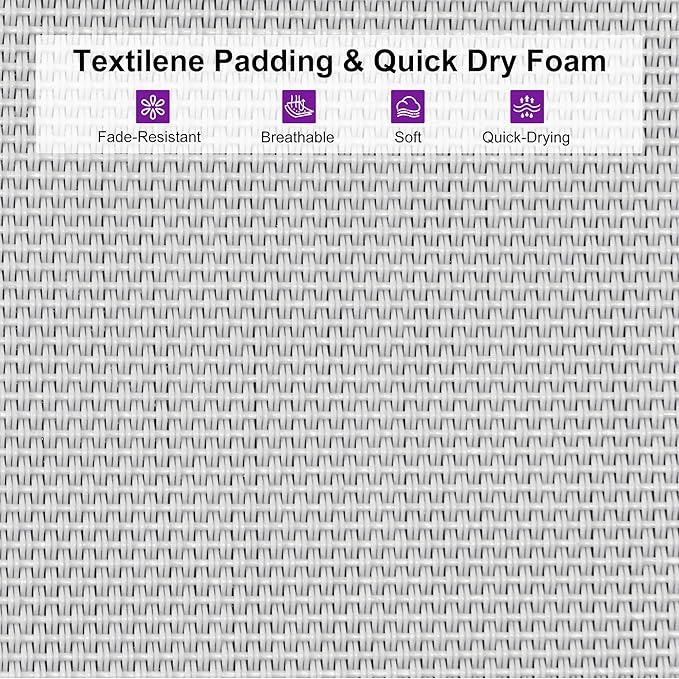 PURPLE LEAF Outdoor Chaise Lounge Set Staight Legs Adjustable Sunbathing Recliner with Side Table for Poolside Beach Outside Patio Aluminum Chaise Lounger Cream