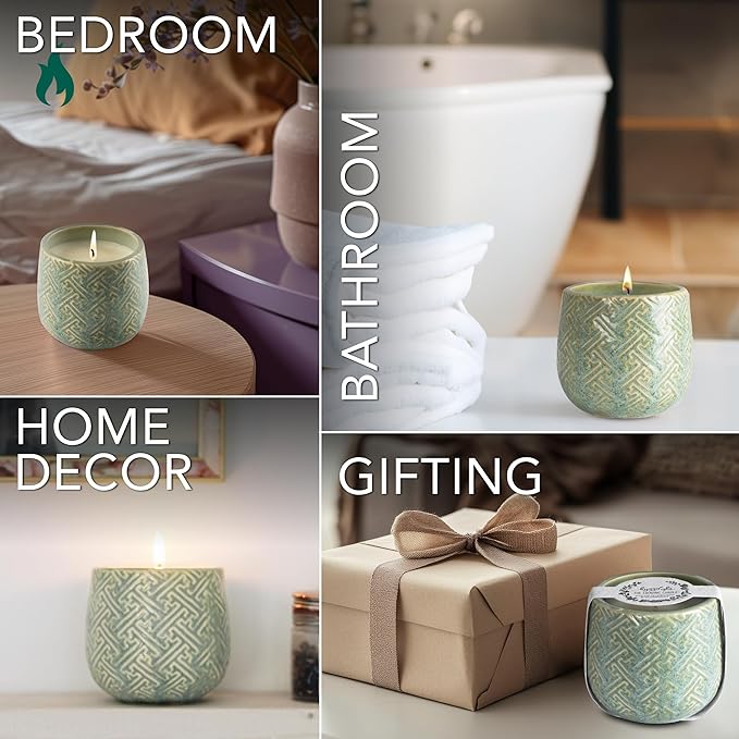 The Growing Candle, Lemongrass Scented, 10oz Ceramic Pot, Single Wick Aromatherapy Candles, 100% Soy for Women and Men, Ida